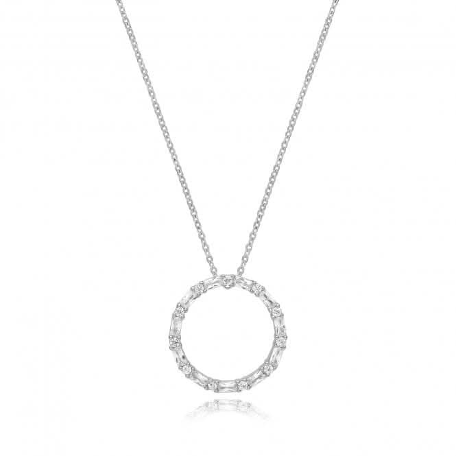 Silver rhodium Plated Zirconia Circle Necklace G3397Acotis Silver JewelleryTH - G3397