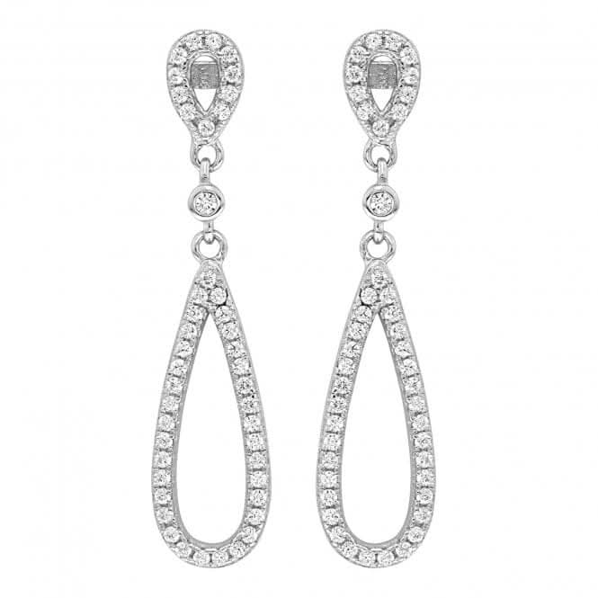 Acotis Silver Drop Earrings Rhodium Plated Zirconia G51209