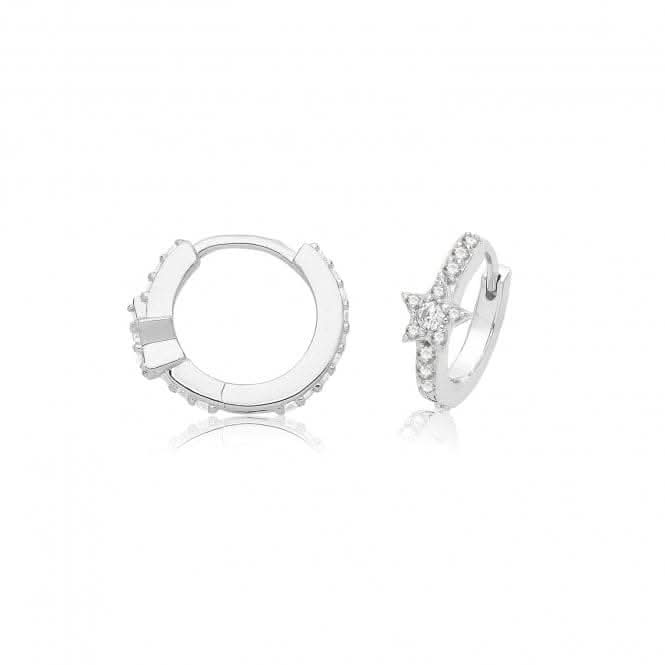 Acotis Silver Hinged Earrings Rhodium Plated Zirconia G51326