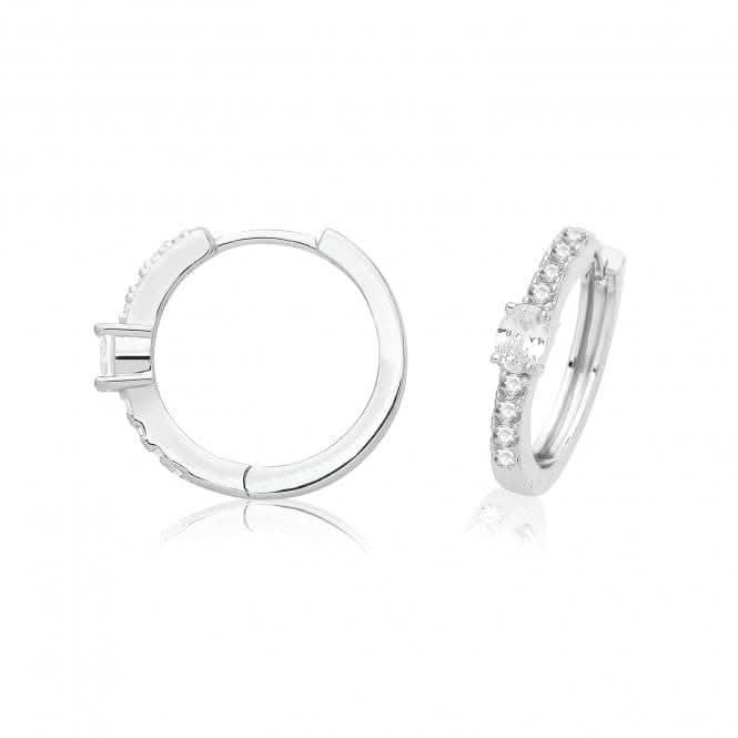 Acotis Silver Hinged Earrings Rhodium Plated Zirconia G51335