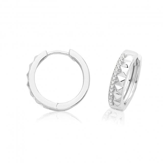 Acotis Silver Hinged Earrings Rhodium Plated Zirconia G51336