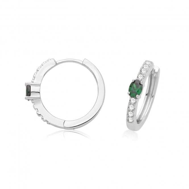Acotis Silver Hinged Earrings Rhodium Plated Zirconia G51337EM