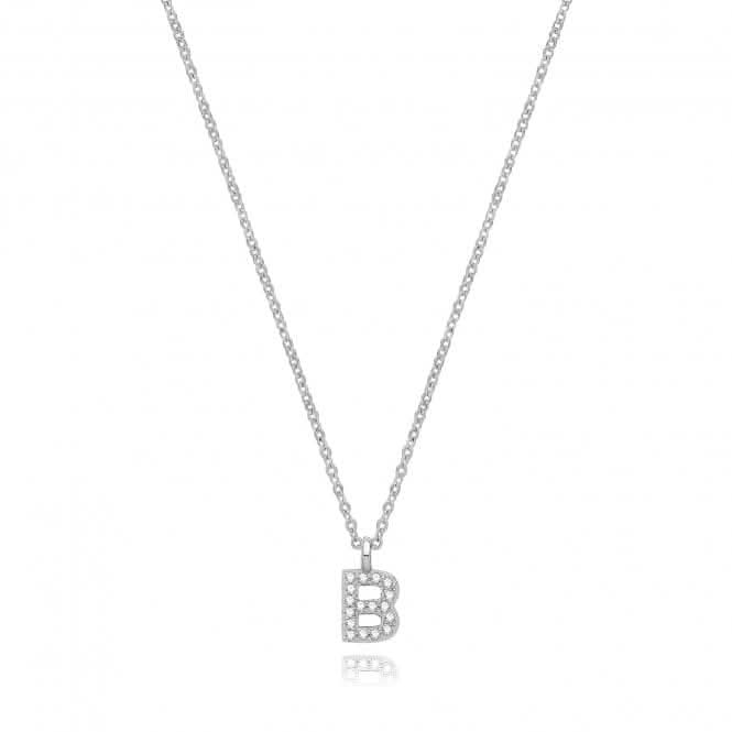 Acotis Silver Necklace Rhodium Plated Zirconia Initial G3395/B