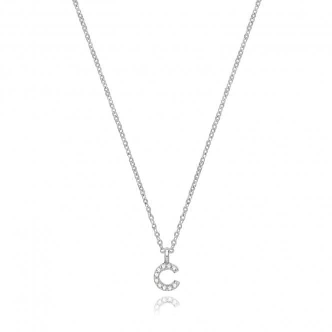 Silver rhodium Plated Zirconia Initial Necklace G3395/CAcotis Silver JewelleryTH - G3395/C