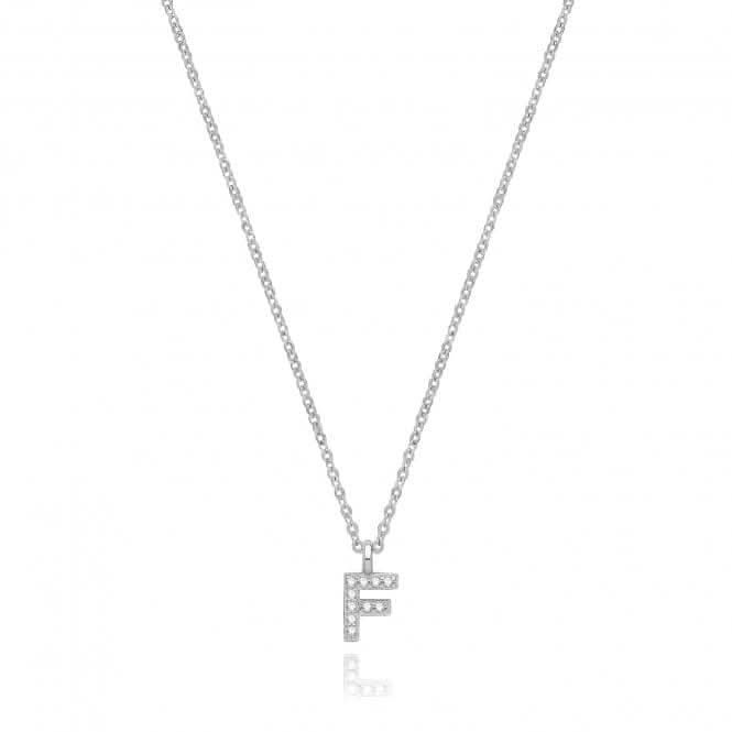 Silver rhodium Plated Zirconia Initial Necklace G3395/FAcotis Silver JewelleryTH - G3395/F