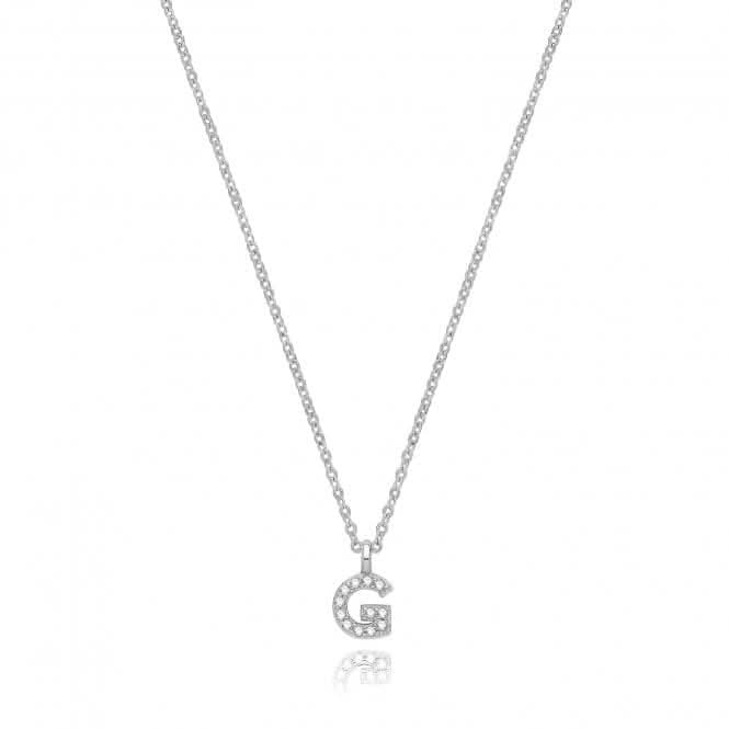 Silver rhodium Plated Zirconia Initial Necklace G3395/GAcotis Silver JewelleryTH - G3395/G