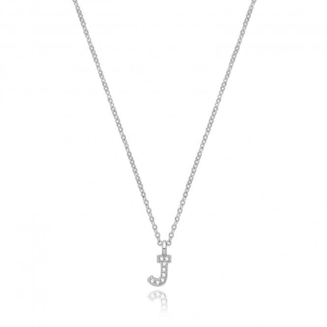 Acotis Silver Necklace Rhodium Plated Zirconia Initial G3395/J
