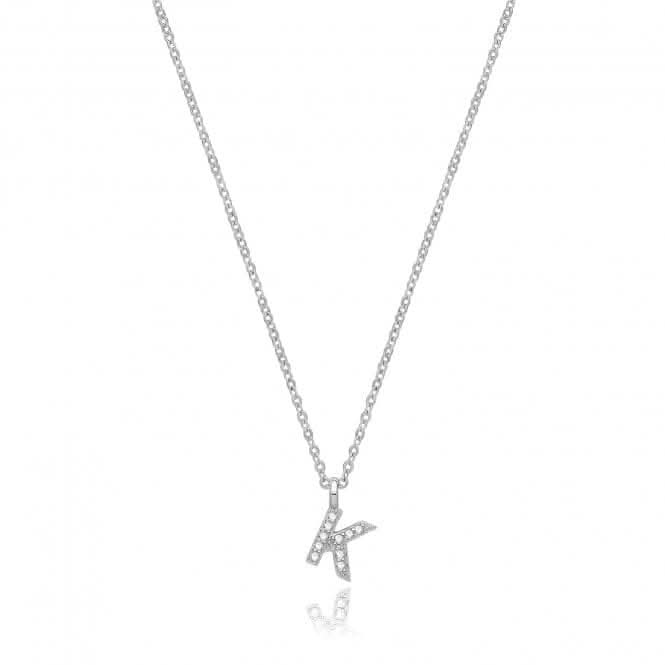 Silver rhodium Plated Zirconia Initial Necklace G3395/KAcotis Silver JewelleryTH - G3395/K