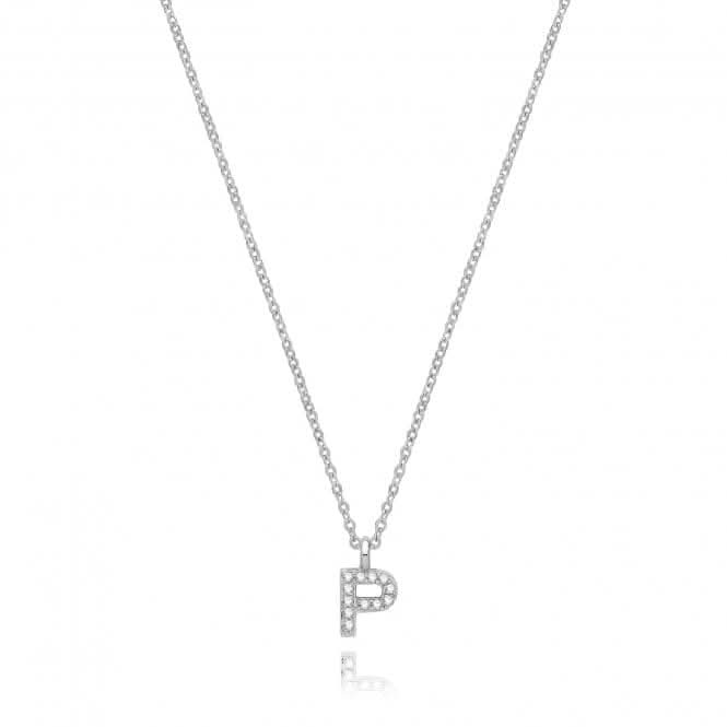 Acotis Silver Necklace Rhodium Plated Zirconia Initial G3395/P