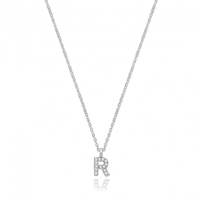 Acotis Silver Necklace Rhodium Plated Zirconia Initial G3395/R