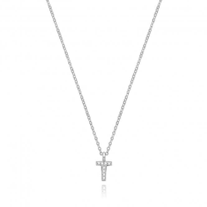 Acotis Silver Necklace Rhodium Plated Zirconia Initial G3395/T