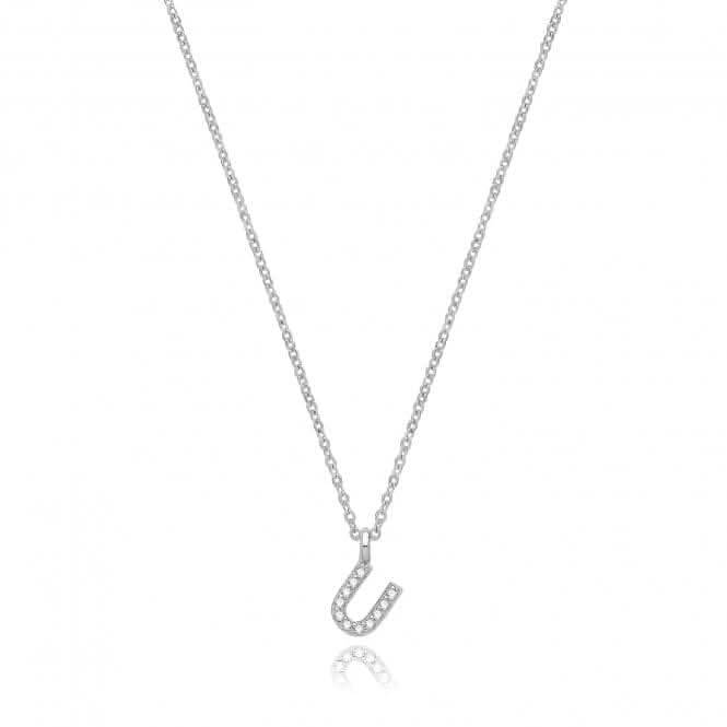 Acotis Silver Necklace Rhodium Plated Zirconia Initial G3395/U