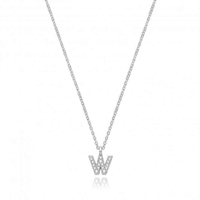 Acotis Silver Necklace Rhodium Plated Zirconia Initial G3395/W
