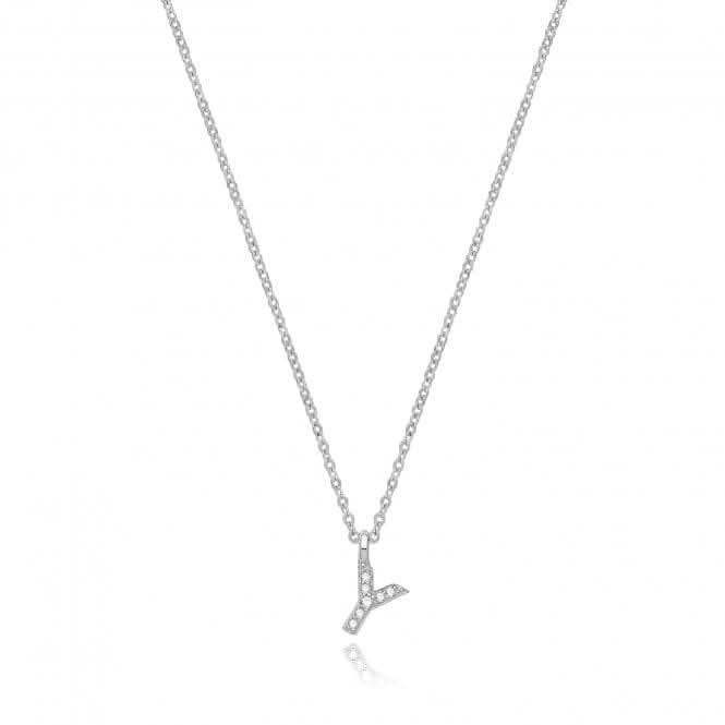 Acotis Silver Necklace Rhodium Plated Zirconia Initial G3395/Y