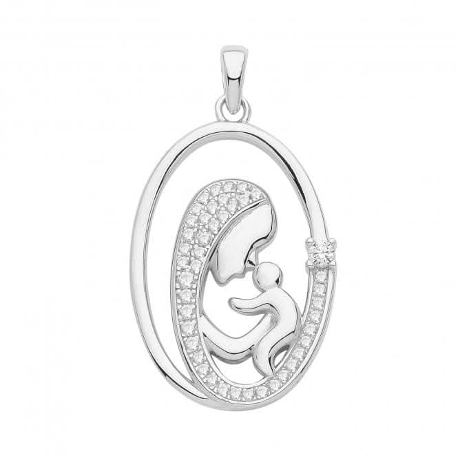 Silver rhodium Zirconia Set Madona Pendant G61092Acotis Silver JewelleryTH - G61092