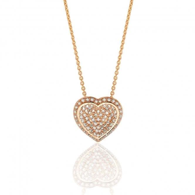 Silver & Co Rose Gold Heart Pave Set Cubic Zirconia Chain Pendant SPG0052R