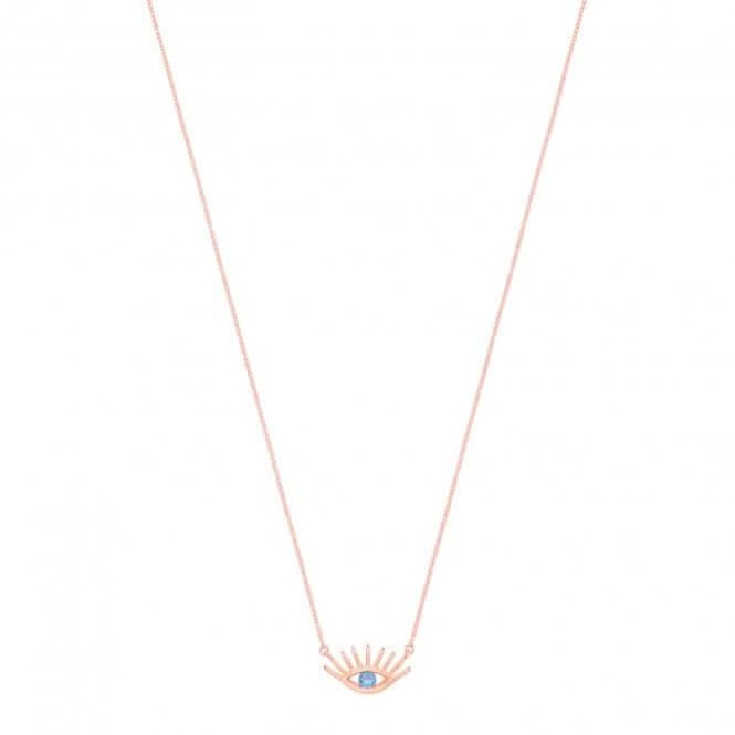 Silver Rose Gold Plated Evil Eye Necklace G3392RAcotis Silver JewelleryTH - G3392R
