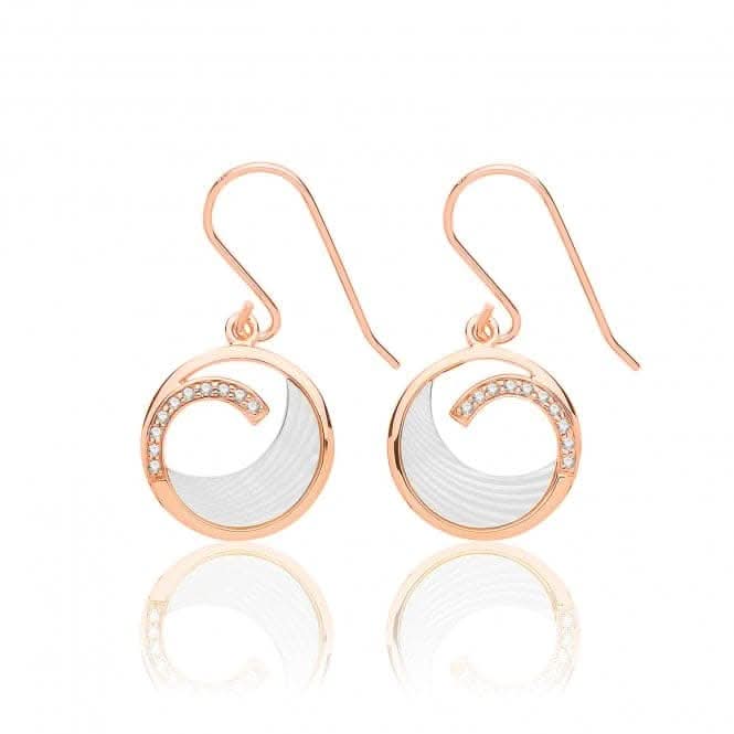 Silver & Co Rose Gold Plated Mother of Pearl Cubic Zirconia Earrings SEG0087R