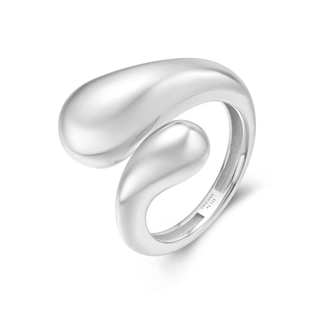 Silver Sculptural Crossover Ring R062-03H