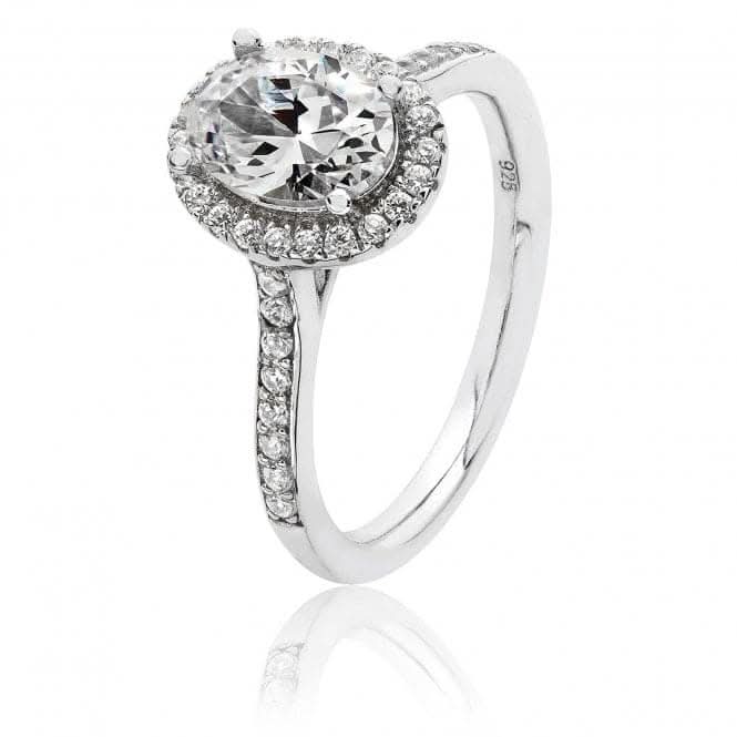 Silver & Co Oval Halo Style CZ Ring - Small Claw Setting - SRG0025CZ