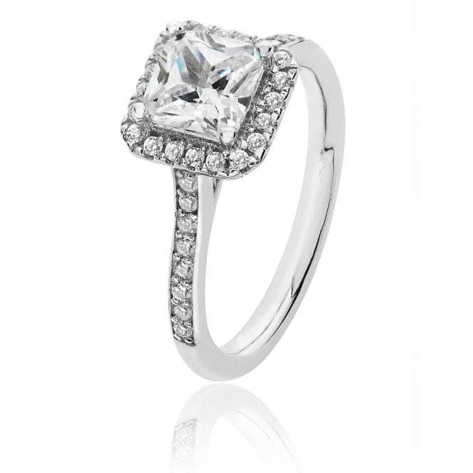 Silver Small Claw Set Square Halo Style Cubic Zirconia Ring SRG0013CZSilver & CoSRG0013CZ/J