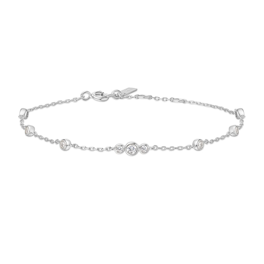 Silver Sparkling Bezel Cubic Zirconia Station Bracelet B065-03H