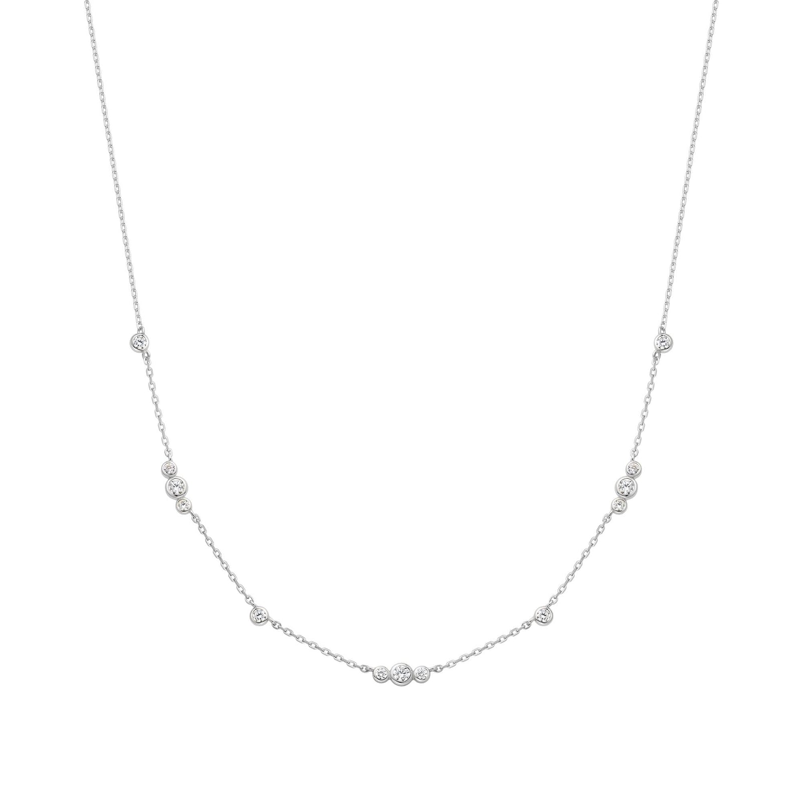 Silver Sparkling Bezel Cubic Zirconia Station Necklace N065 - 04HAnia HaieN065 - 04H