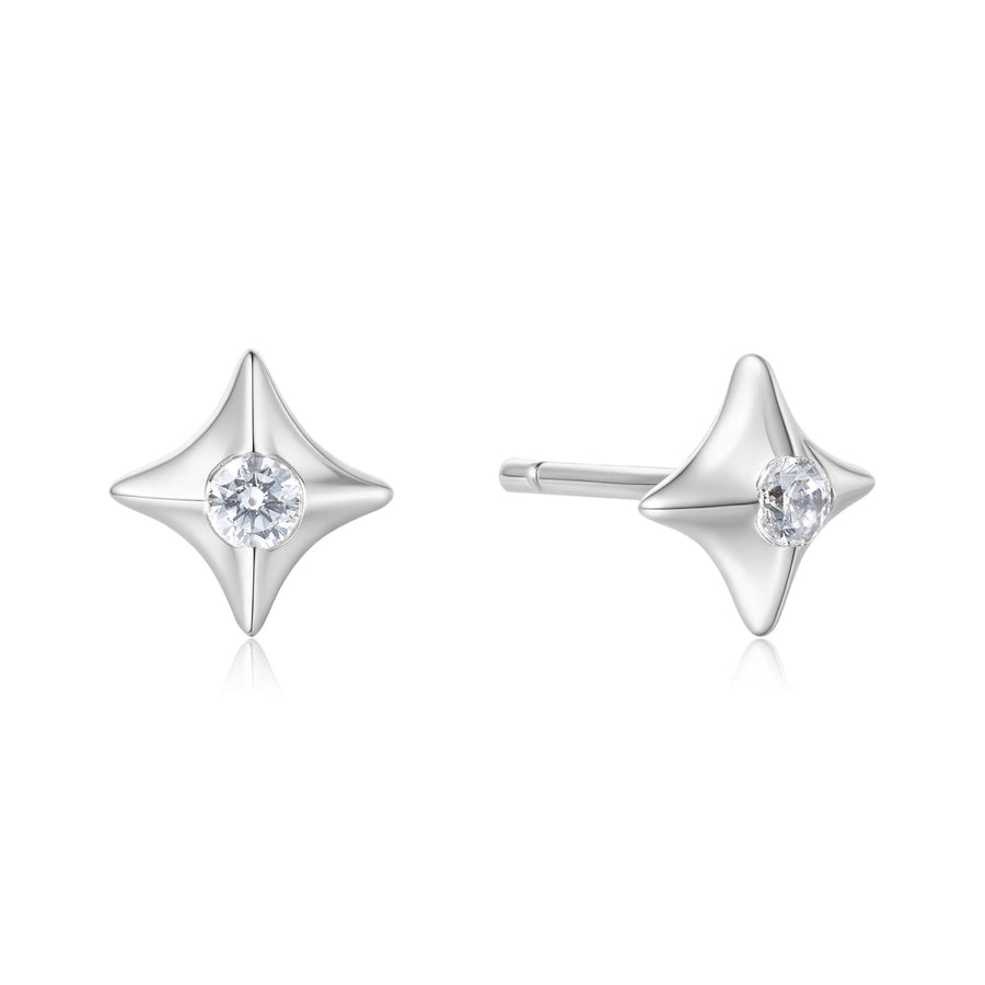 Silver Sparkling Star Stud Earrings E064-02H