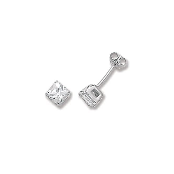 Acotis Silver Stud Earrings Square Zirconia G5293CZ