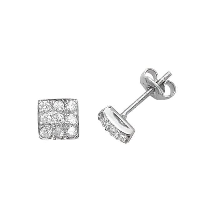 Silver Square Zirconia Stud Earrings G5984Acotis Silver JewelleryTH - G5984