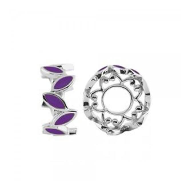 Silver Stacking Wheel with Purple Enamel Leaves