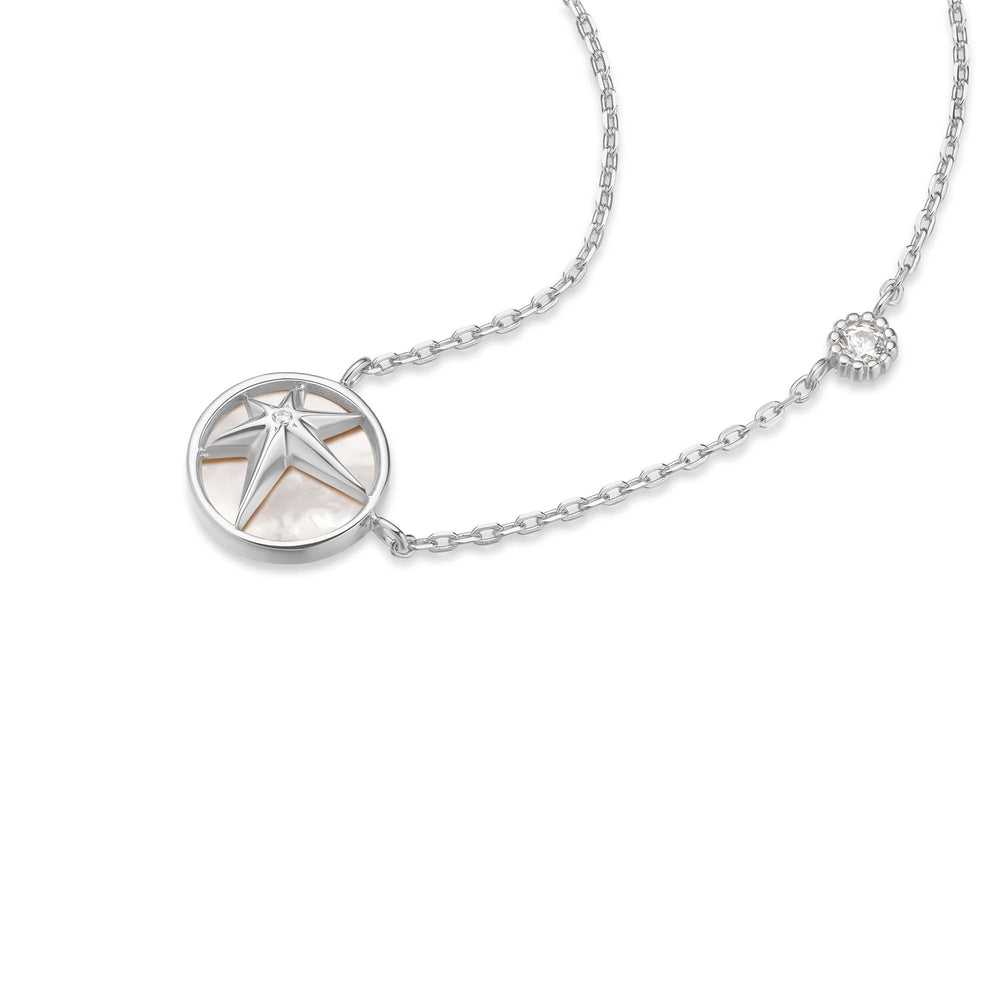 Silver Starry Mother of Pearl Necklace N065-05H