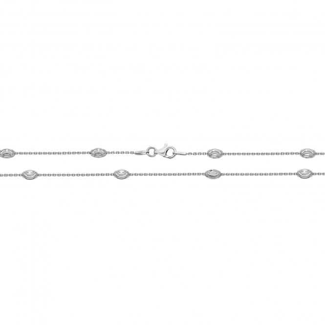 Silver Station Oval rhodium Plated Moon Chain G1302Acotis Silver JewelleryG1302/07