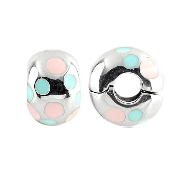 Silver Stopper Wheel with Pastel Pink and Blue Enamel