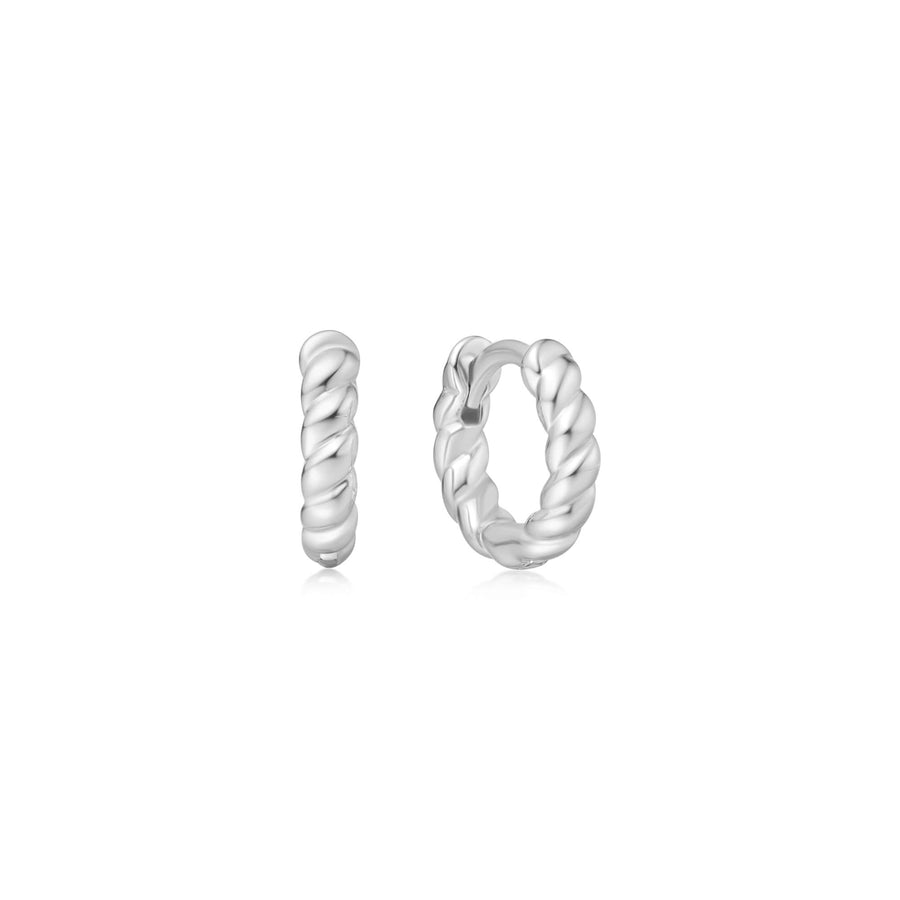 Silver Texture Small Huggie Hoop Earrings E063-03H