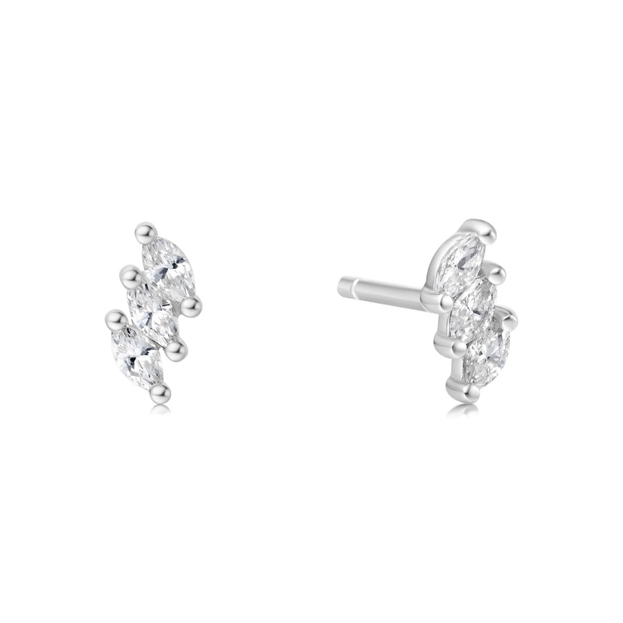Silver Triple Marquise Stud Earrings E063-01H