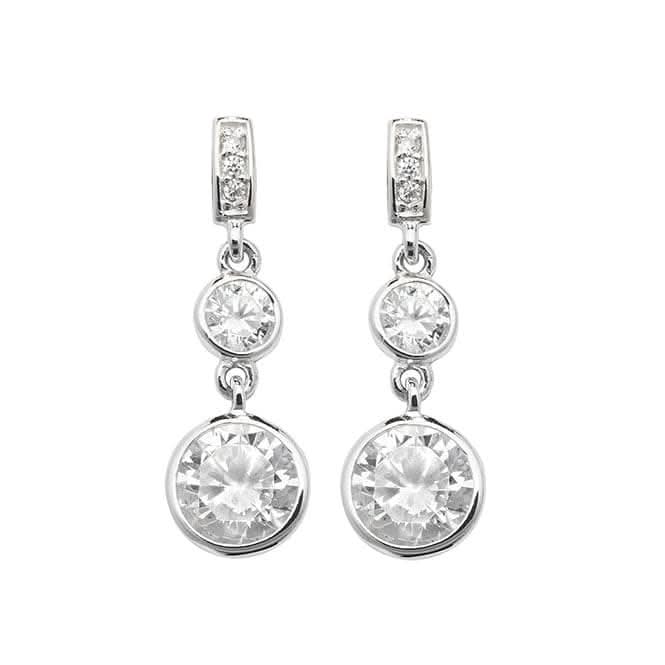 Acotis Silver Earrings Triple Zirconia Drop G51116