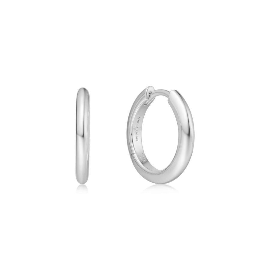 Silver Tube Small Huggie Hoop Earrings E062-01H