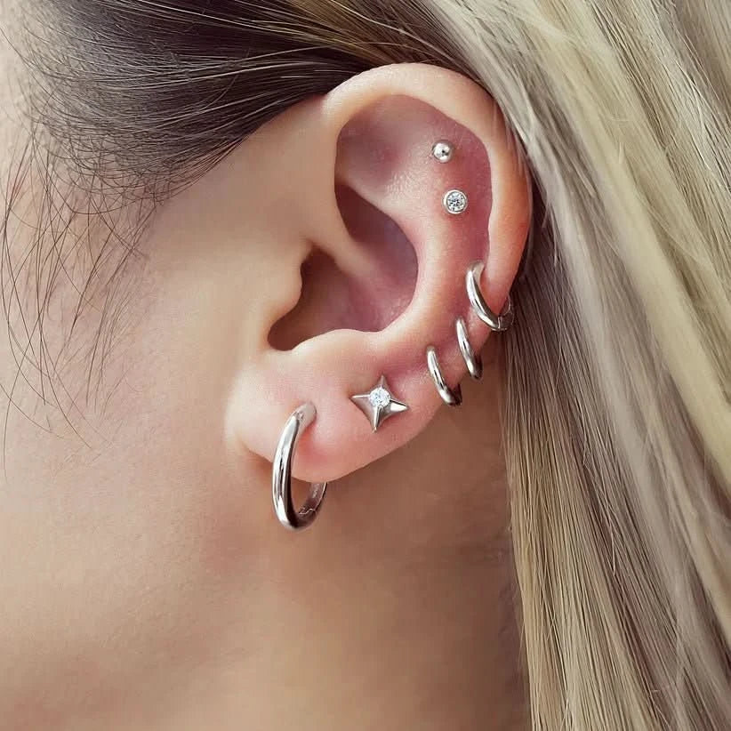 Silver Tube Small Huggie Hoop Earrings E062-01H