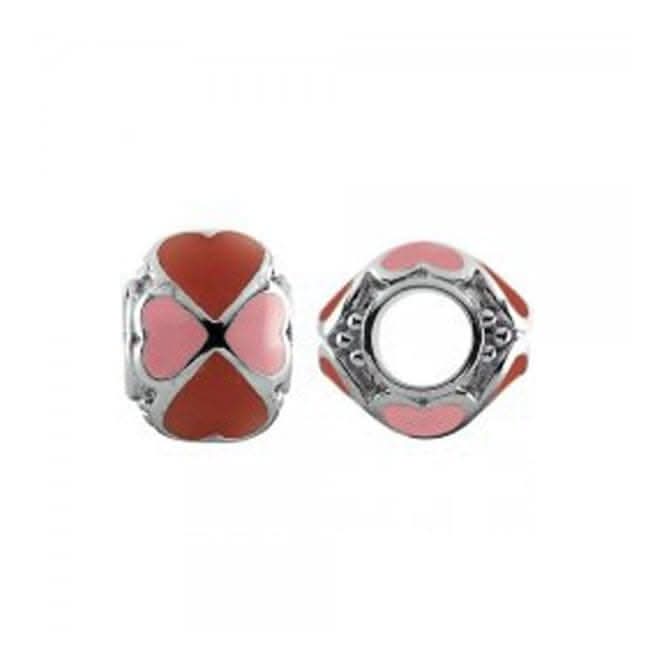Silver Wheel with Pink and Red Enamel Hearts S423