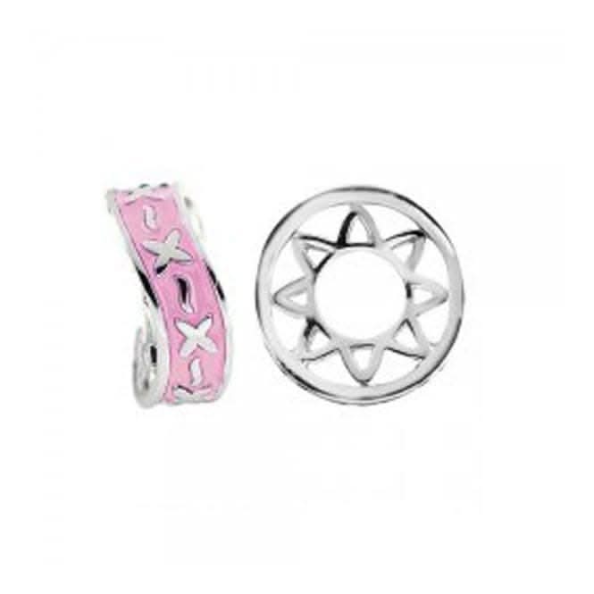 Silver Wheel with Transparent Pink Enamel S412PNK