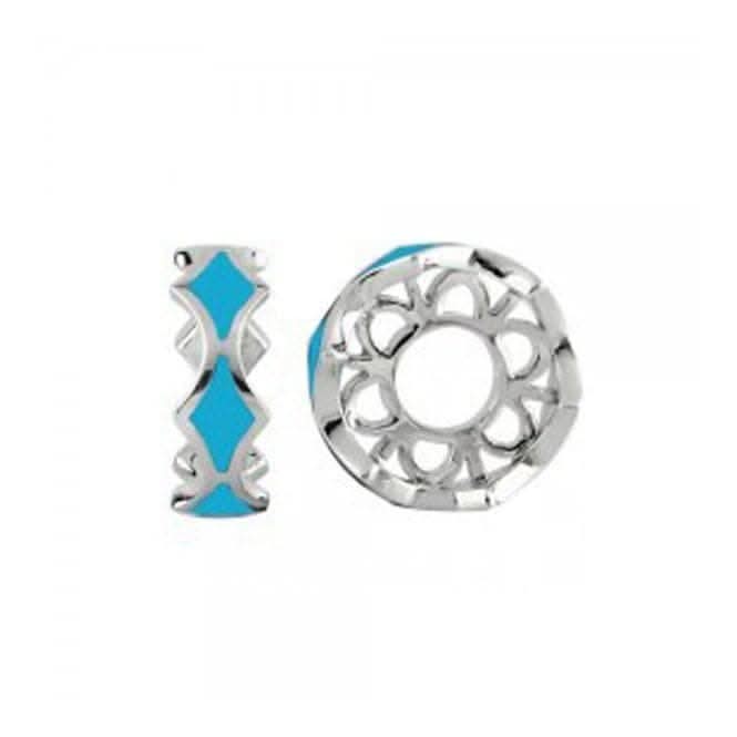 Silver Wheel with Turquoise Enamel Diamonds S420TQ