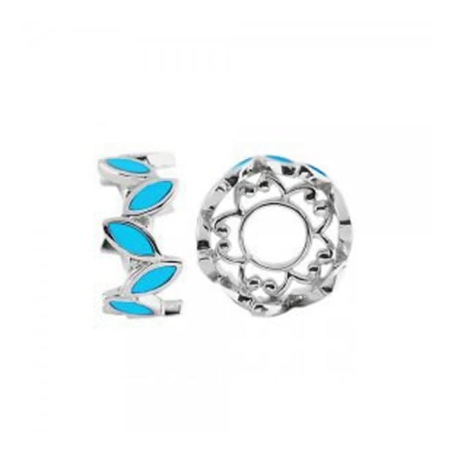 Silver Wheel with Turquoise Enamel Leaves S427TQ