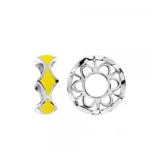Silver Wheel with Yellow Enamel Diamonds S420YEL