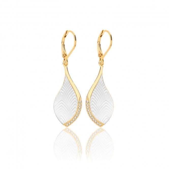 Silver & Co Mother of Pearl CZ Earrings with Yellow Gold Plating - SEG0088Y