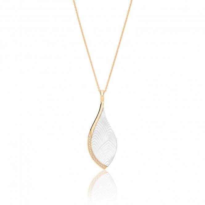 Silver & Co Gold Plated Mother of Pearl Pendant with Cubic Zirconia - SPG0073Y