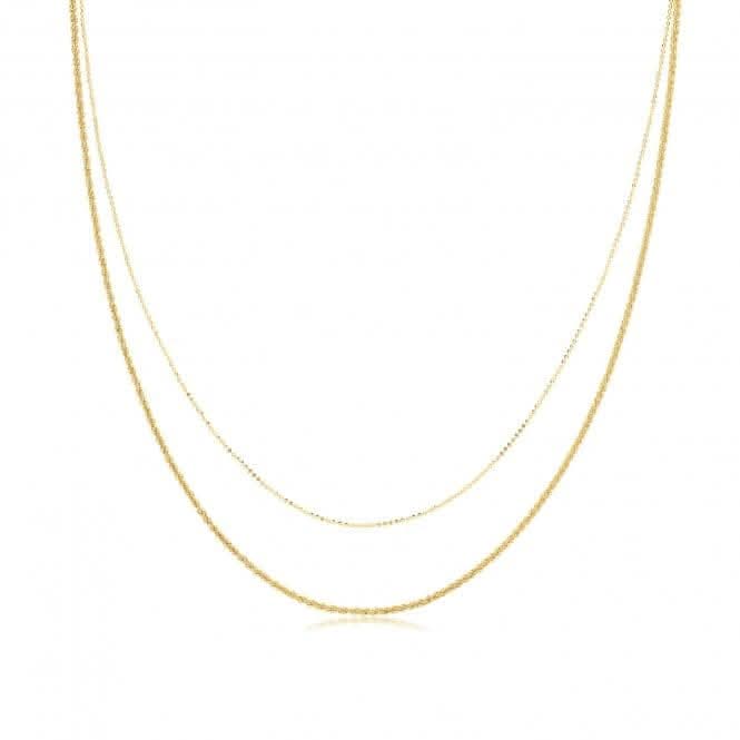Silver Yellow Gold Plated Multichain Necklace G3405GPAcotis Silver JewelleryTH - G3405GP