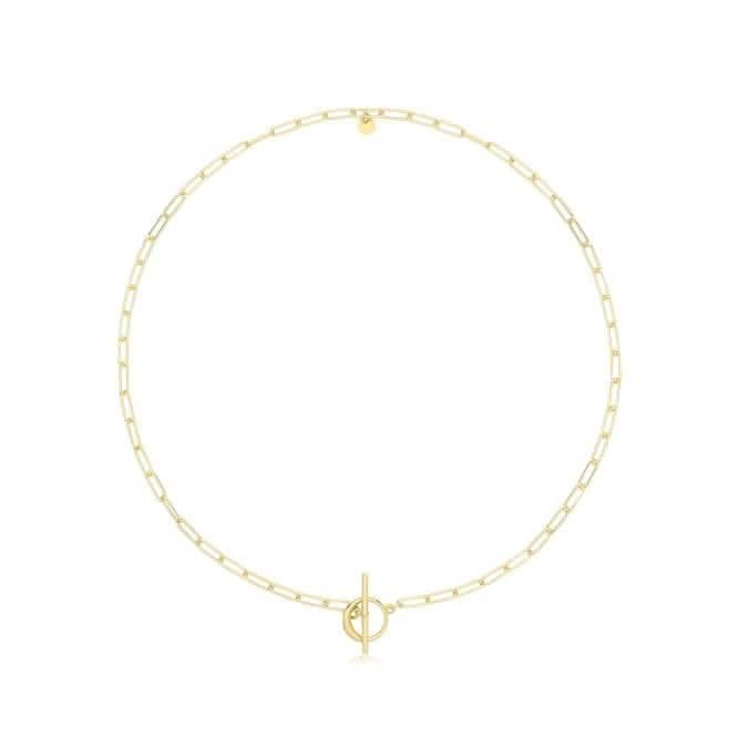 Acotis Silver Necklace Gold Plated Paperclip Link T-Bar G3401GP