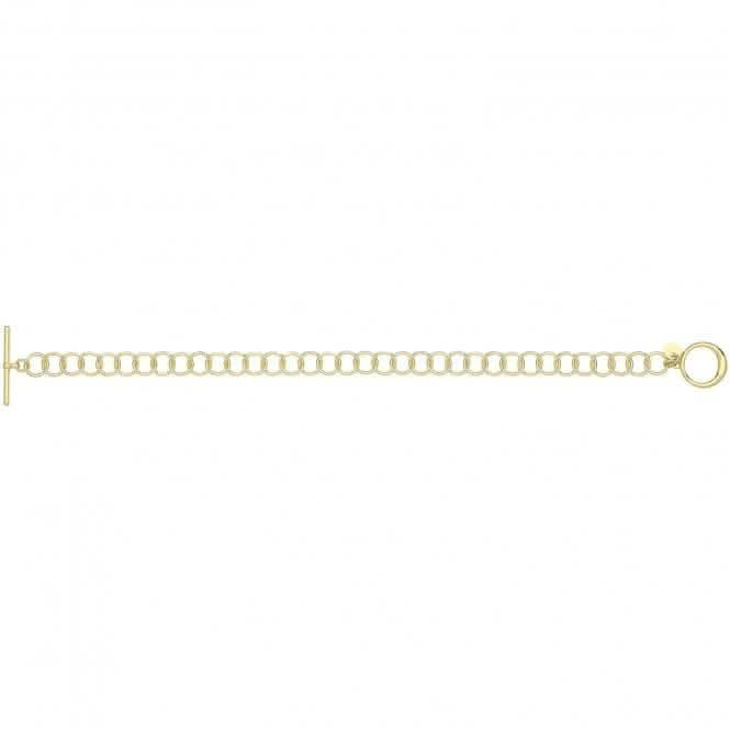 Silver Yellow Gold Plated T - Bar Circle Link Bracelet G2703GPAcotis Silver JewelleryTH - G2703GP