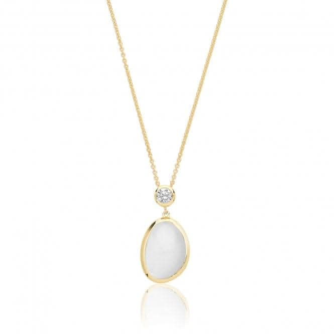 Silver Yellow Gold Plated White Moon Stone Cubic Zirconia Pendant SPG0075YSilver & CoSPG0075Y